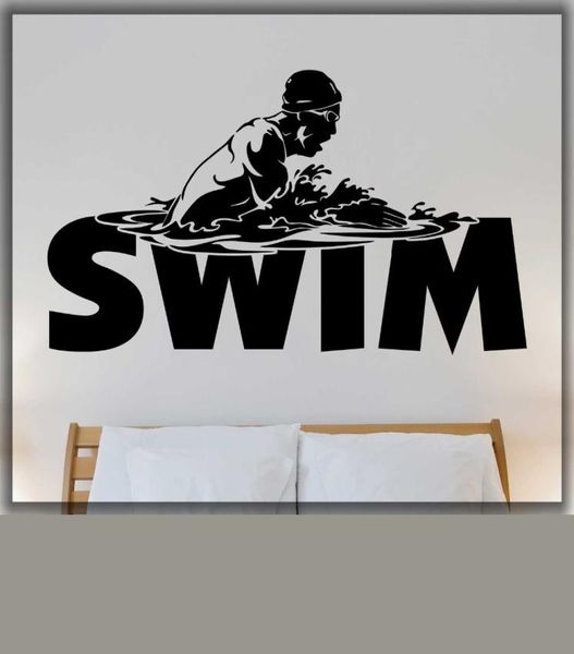 Calcomanía de pared de natación piscina natoria calcomanía de pared natatoria nadador nadador de pecho calcomanía de vinilo impermeable para pared de vidrio1345899