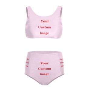 Ropa de baño 2021 Patrón personalizado Traje de baño Bandeau Bikini sexy Damas Alto Control abdominal estrecho Traje de baño de dos piezas Tankini Deportes acuáticos 240311