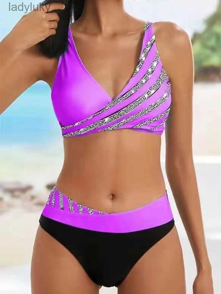 Maillot de bain 2023 nouvelles femmes Sexy rayure Bikini femme été maillot de bain deux pièces Bikini ensemble maillots de bain maillot de bain maillot de bain brésil maillot de bain L240115