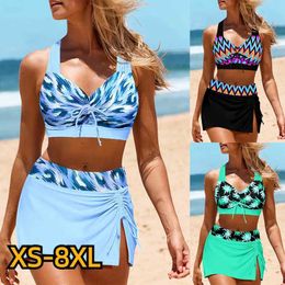 Zwemkleding 2024 Dames Hoge Conditie Tankini Zomer Nieuw Patroon Badpak Bikini Badpak Tweedelige Strandkleding Set XS-8XL watersporten 240311