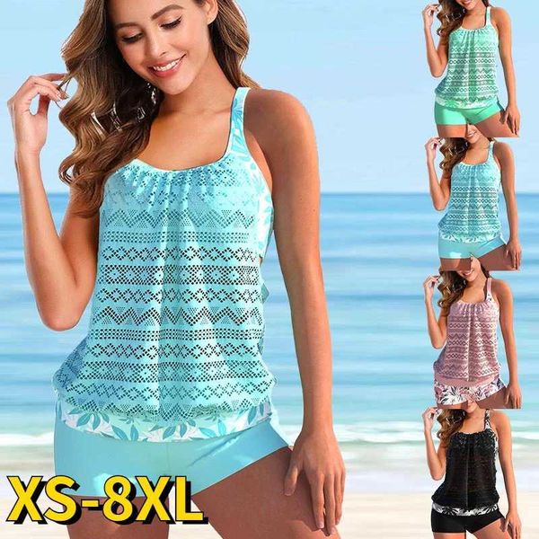 Ropa de baño 2024 Traje de baño para mujer Tankini 2 piezas Traje de baño de gran tamaño Bikini con estampado sexy Big Busty Fruit Traje de baño acolchado Deportes Nuevos deportes acuáticos 240311