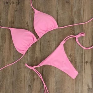 Maillot de bain 2 pièces Sexy femmes maillot de bain d'été Bikini ensemble soutien-gorge cravate côté string string plage e costume maillot de bain maillot de bain natation SuitL240115