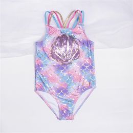 Zwemkleding 3 14 jaar meisjes kinderbadpak 2023 borduurwerk kinderen meisje badmode Fishscale zwempak Beachwear Monokini A306 230325