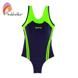 Roupa de banho Andzhelika Colorblock Maiô de uma peça para meninas Roupa de banho tter Sport Body 2022 New Kid Maiô Infantil Monokini HKD230628