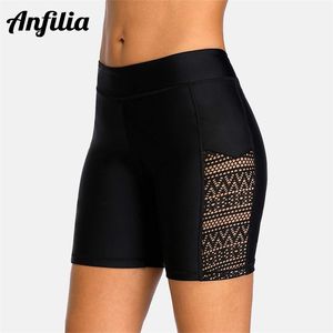 Maillot de bain Anfilia Femme Boyleg Trunks Taille Haute Dentelle Évider Board Shorts Natation 230519