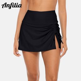 Anfilia – bas de jupe pour femmes, avec slip intégré, taille haute, fendue, jupe sportive avec cordon de serrage, 230420