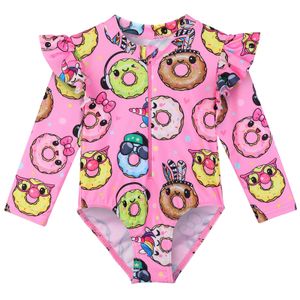 Ropa de baño BAOHULU Traje para niñas pequeñas Impresión linda Rash Guard Traje de baño de manga larga UPF 50 Ropa protectora solar 230325