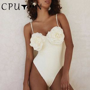 CPUTAN 2024 Sexy fleur blanche 3D solide deux pièces Bikini push-up luxe maillot de bain femmes maillot de bain été maillot de bain sports aquatiques 240311