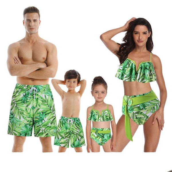 Natación de natación Familia europea Juego de trajes de baño Madre, bikini, hijo, hijo, pantalones, padres, trajes de baño para hombre, mujer, mujer, su dh8rh