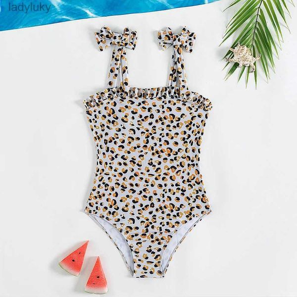 Ropa de baño Estampado de moda Leopardo traje de baño para niñas adolescentes 5-14 años Niños Niñas Traje de baño de una pieza Ropa de playa de verano Traje de baño L240115