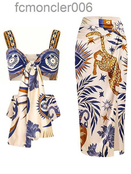 Maillot de bain Mode Vintage Art Animal Print Eye Binding Design Split Maillot de bain Bikini et couvrant Été Femmes Designer Style 230822 EPUK