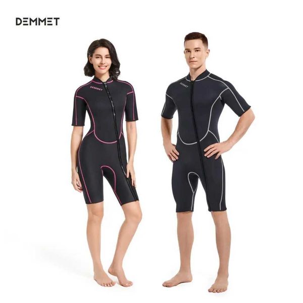 Hot 1.5MM hommes femmes néoprène costume une pièce hommes maillot de bain à manches courtes pour garder au chaud et au froid surf maillot de bain pour la plongée sports aquatiques 240311