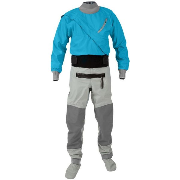 Ropa de baño Kayak traje seco tela impermeable traje seco de goma para kayak surf buceo Rafting 3 capas de una pieza con calcetines DM19