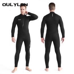 Zwemkleding OULYLAN Wetsuit Onepiece Longsleeved 5mm Neopreen mannen Duikpak Scuba Spearfishing Surfen Warm Badpak voor Mannen 230706