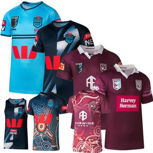 Swim Wear QLD Maroons INDIGENOUS 2023 2024 camiseta de rugby Australia QUEENSLAND ESTADO DE ORIGEN NSW BLUES camiseta de entrenamiento en casa 230607
