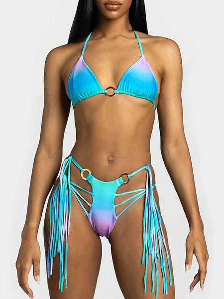 Swim Wear Ring Link Tassel Bikinis 2023 Mujeres String traje de baño Sexy traje de baño Fa acolchado bañistas traje de baño natación verano ropa de playa AA230529