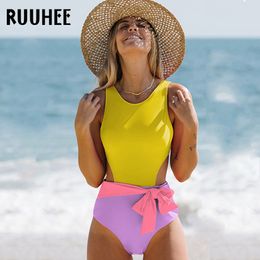 Zwemkleding RUUHEE Badpak Bikini Vrouwen Badmode Badpakken Bandage Push Up Solid Bathing Vrouwelijke 230605