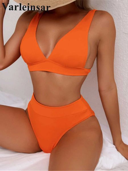 Ropa de baño S-XL Bikini a rayas de 12 colores Traje de baño de talle alto para mujer Traje de baño para mujer Conjunto de dos piezas Bikini Traje de baño V3402SW deportes acuáticos 240311