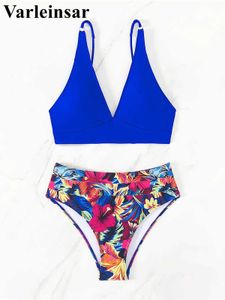 Zwemkleding S.XL Sexy V-hals bloemen hoge staat Bikini dames badpak dames badpakken tweedelige set Bikini badpak V5358 watersporten 240311