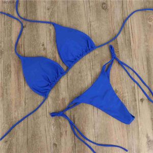 Zwemkleding Zomer sexy solide mirco bikini sets vrouwen stropdas side g-string string zwempak vrouwelijk verband badpak brazlian badwear biquinil240115