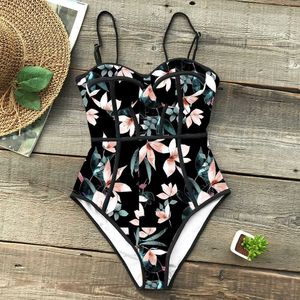 Zwemkleding Zomer Sty One Piece Badpak Voor Vrouwen Palm Print Badmode aves Gedrukt Monokini Pad Badpak Beach Wear Fa Bain HKD230628