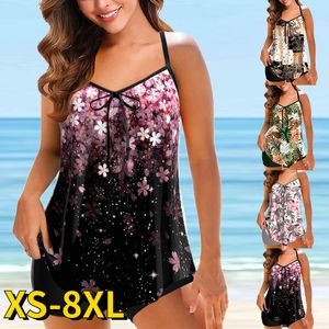 Traje de baño Traje de baño para mujer Tankini 2 piezas Traje de baño sexy de gran tamaño Conjunto de bikini Geometic Blue Rosy Pink Fucsia Escote redondo Trajes de baño 230701