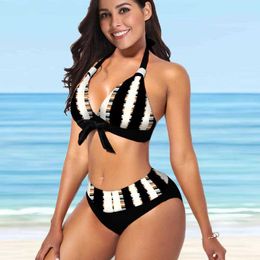 Zwemkleding Dames Badmode Bikini Tweedelige badmode Dames Dot Stripe Print S-5XL Strand watersporten 240311
