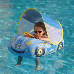 Zwembobo kinderen opblaasbare auto zwemstoel boot drijvende kinderen water speelgoed stuurkinderen zwembad vlotter ring met luifel 240521