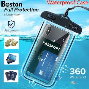 Zwemtassen Waterdichte telefoonhoes Waterproof Mobiele telefoon Pouch PV Cover voor iPhone 12 Pro XS Max XR X 8 7 Galaxy S10