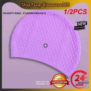 Gorros de natación 1/2PCS Patrón cóncavo en el interior Natación para adultos No es la luz principal y fácil de transportar Accesorios de natación de silicona YQ240119