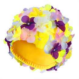 Bonnets de bain Bonnet de bain Flowerfor Hat Caps Floral Petal Bathing Pool Ladies Dimensional Waterproof Shower Nylon Threesummer Hats 3D 230701