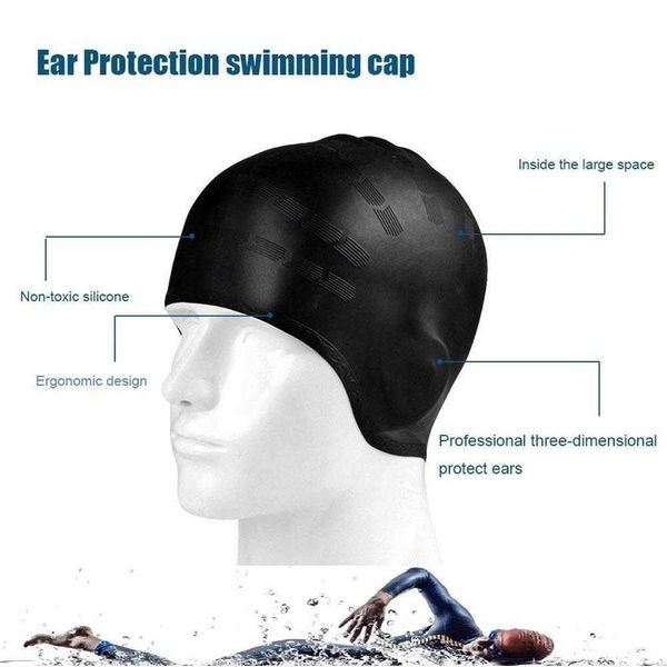 Bonnets de natation Casquettes Hommes Femmes Cheveux Longs Oreille Protéger Grand Natacion Badmuts Silicone Chapeau De Plongée Étanche Bonnet De Piscine P230418nice