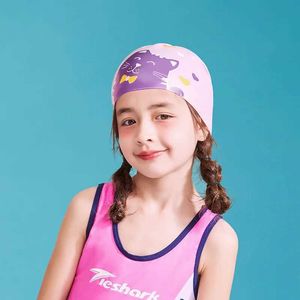 Bonnets de natation Dessin animé enfants bonnets de natation professionnel en Silicone souple garçons filles bonnet de piscine chapeau de plongée pour enfants bonnet de bain étanche YQ240119