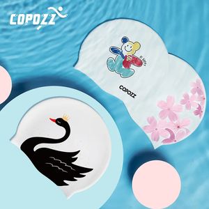 Gorros de natación COPOZZ Mujeres Hombres Silicona Natación Piscina Sombrero Protección para los oídos Cabello largo Gorro de baño grande Adultos Deportes profesionales Gorro de natación impermeable 231213