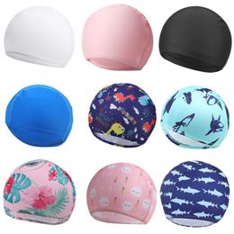 Bonnets de bain Bonnet de bain mignon pour enfants Enfants Solide Imperméable Élastique Bonnet de piscine en silicone Protéger les oreilles Bonnets de bain Formation Bonnet de bain P230418