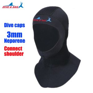 Zwemkappen duikdop met schouder 3 mm Neopreen Scuba snorkeluitrusting hoed HOUD NECK COVER Winterzwem Warm wetsuit beschermen Haar 230320