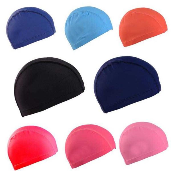 Gorros de natación Gorro de tamaño libre Chica Gorros de baño de pelo largo Sombrero Hombres Elástico Nylon Turbante Protección Ultrafino P230418nice