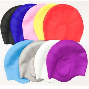 Bonnets de natation Haute Élastique Hommes Femmes Bonnet De Natation Couverture D'oreille Surf Et Casquettes De Plongée Couleur Pure Sport Nautique Étanche Protection Des Cheveux Chapeau De Bain P230418