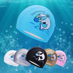 Gorros de natación Revestimiento de PU para niños de alta calidad a prueba de agua con delfines de dibujos animados protector de oído gorro de entrenamiento traje de baño P230531
