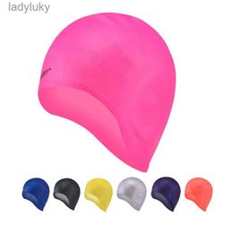 Bonnets de natation Grand bonnet de bain pour femmes cheveux longs Piscine Silicone bonnets de bain adultes Natacion mignon chapeau de natation étanche équipement de plongée L240125