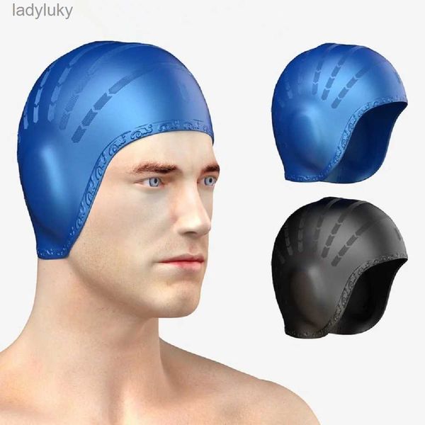 Bonnets de natation Nouveau bonnet de douche en gel plastique flexible pour hommes et femmes adapté au bonnet de bain avec cheveux longs bouchon d'oreille de piscine étanche L240125
