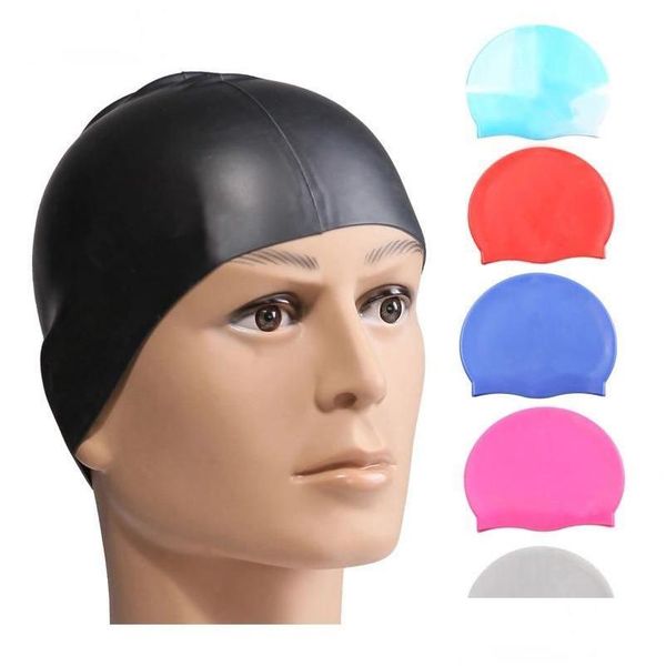 Gorros de natación Rainbow Colorf Impermeable Sile Oreja Protección para el cabello largo Gorro de piscina Traje de baño Sombreros para Adts Jxw603 Entrega de gotas Deportes Otz06