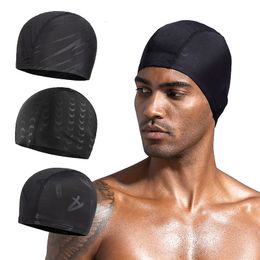 Bonnets de bain Shark Skin Fabric Cap Swiming Pool Protect Hair Ears Caps Hat Swim Bathing Hats Nylon pour femmes hommes adultes 230411