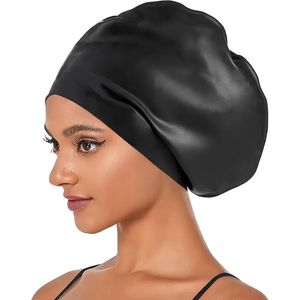 Bonnets de bain Silicone grand bonnet de bain pour cheveux longs tresse imperméable femmes hommes dames capuchon de plongée chapeau lâche tête africaine sur la taille 230508
