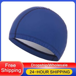 Bonnets de natation Bonnet de bain confortable en Silicone imperméable en tissu Pu unisexe adultes chapeau de natation Pu bonnet de bain étanche professionnel P230418