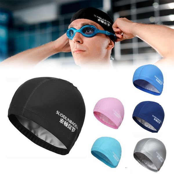 Gorros de natación Gorro de natación Gorro de natación antideslizante de silicona Cabello largo Gorro de piscina unisex con orejeras Protección Damas Hombres Adultos Adolescentes Niños 230411