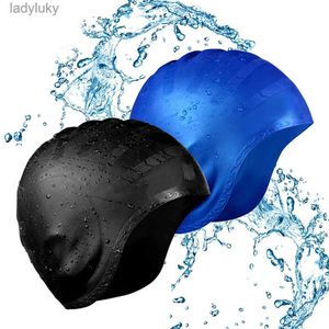 Bonnets de natation Bonnet de bain en Silicone imperméable à l'eau chapeau de bain pour hommes femmes adultes enfants cheveux longs casquettes de piscine équipement de natation de plongée élastique CapL240125