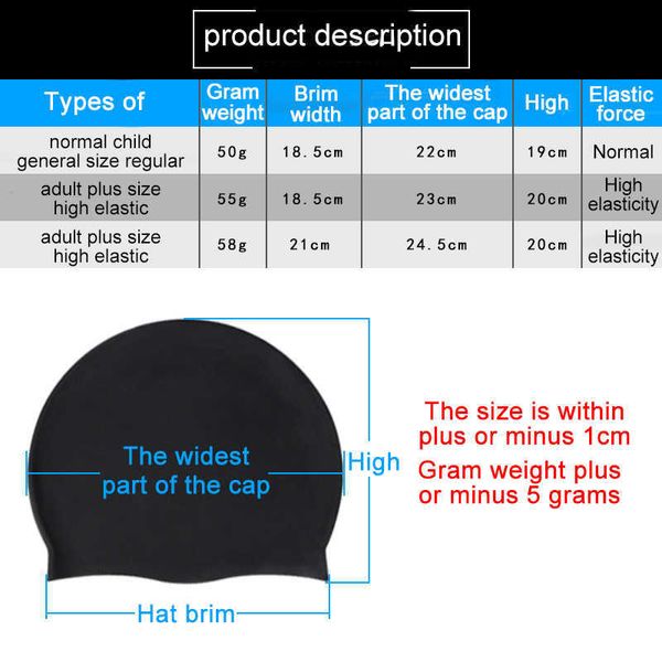 Gorros de natación Sombrero de natación de alta calidad a prueba de agua Protector auditivo de silicona Gorro de natación Gorro de natación de silicona Gorro para adultos Flexible Durable P230418