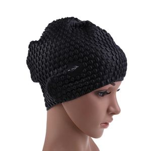 Gorros de natación Natación Gorro de natación Gorras Sombrero Silicona Pelo Impermeable Baño Flexible Negro Mujeres Hombres P230418