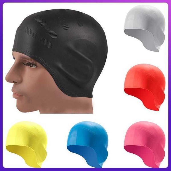 Bonnets de natation unisexe Silicone étanche Protection des oreilles bonnet de bain adulte hommes femmes extensible bain chapeau de natation P230418